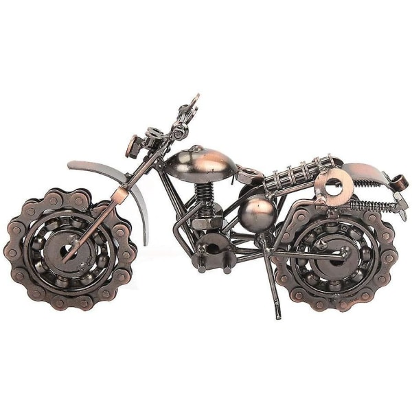 motorcykelmodell, vintage järnmotorcykelmodell för bronsmotorcykeldekorationer Skrivbordsdekoration (21*8*14cm)