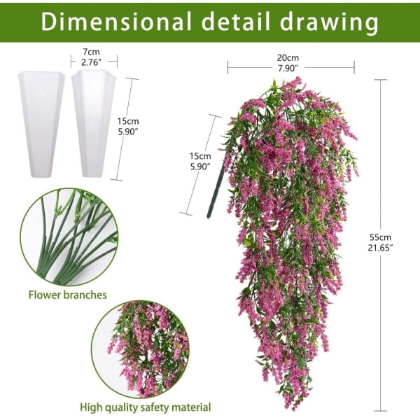 Kunstig plante 2 stk UV-resistent kunstige hængeplanter