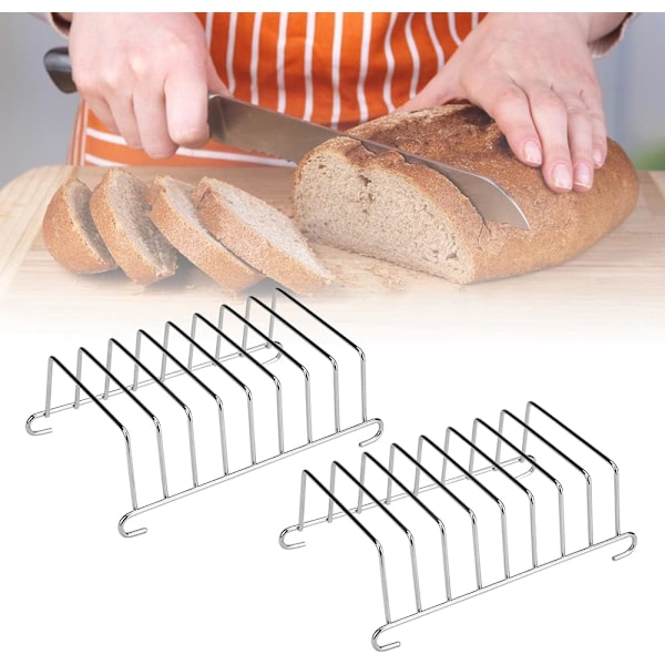 2 stk. Toast Stativ 8 Skive Toast Stativ Kølegitter Rustfrit Toast Brødholder Tilbehør Organizer til Køkken og Restauranter