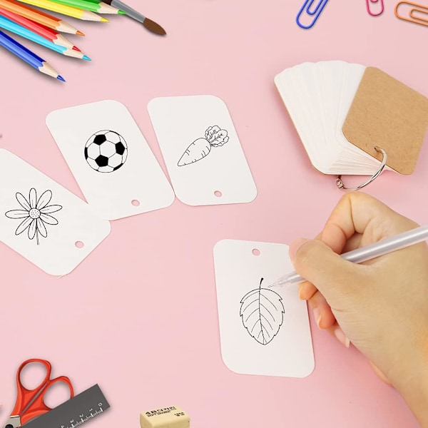 6-pack revideringsflashkort, 300 st vita minikort, tomma kort i kraftpapper, studiekort för skola, högskola, kontorsmaterial White