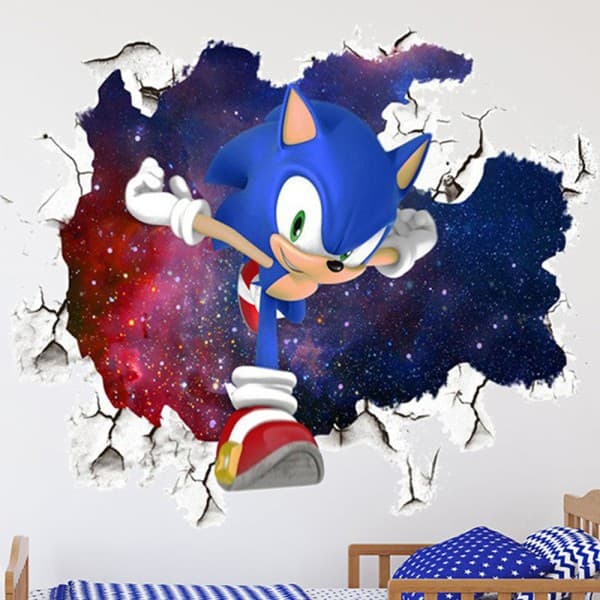 Sonic Wall Stickers, Tapet, PVC, Romdekorasjon, 38x47cm