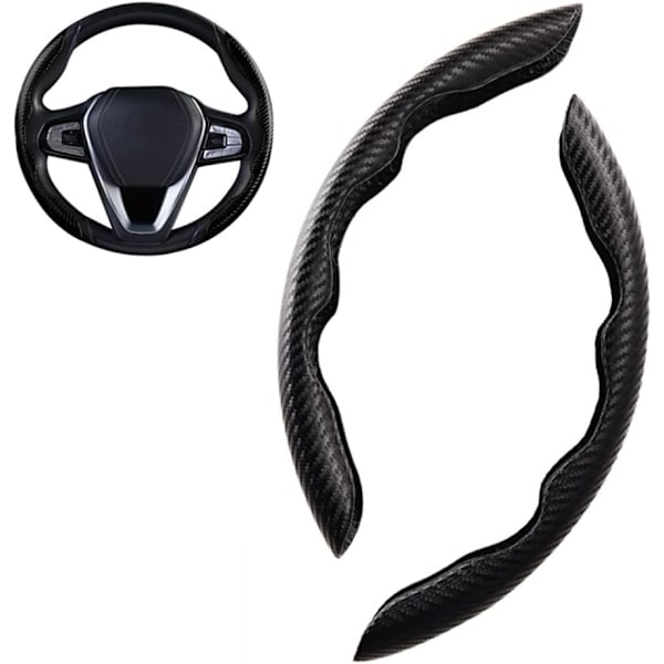 Bilstötskydd, Universal 2 st Kolfiber Anti-skid Bilstötskydd Anti-skid Plysch Bekväma Rattöverdrag Tillbehör Black