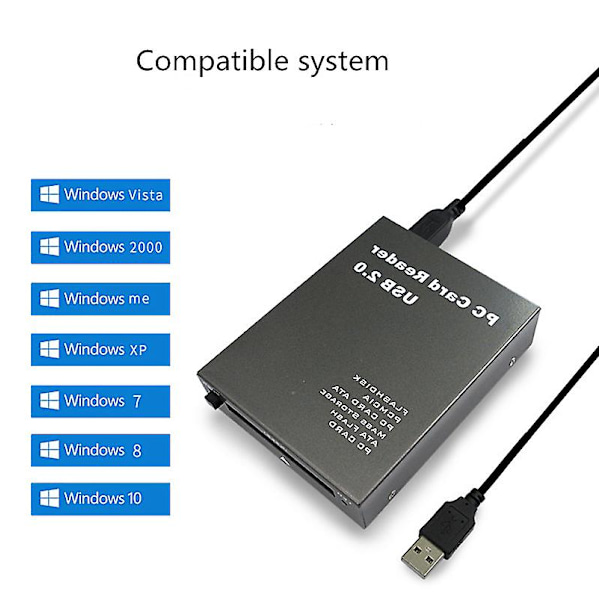 USB 2.0 till PC ATA PCMCIA-adapter Flash Disk Minneskortläsare Kompakt Konverterare