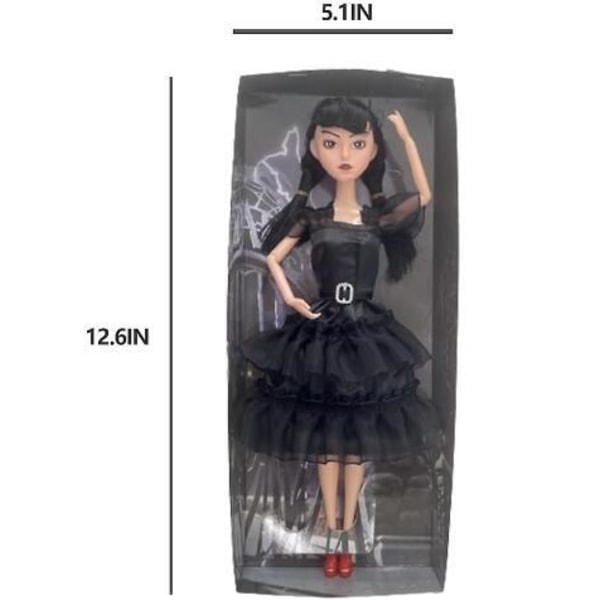 Mjuk Onsdag Addams Docka för Barn Black dress Sari