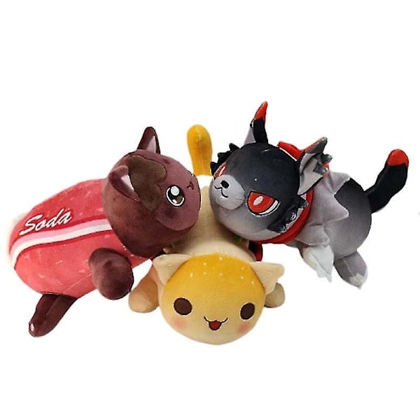 Aphmau Meows Katt Plyschleksak - Mjuk Meemeow Fylld Munk-Katt, Kawaii Pommes Frites och Cheeseburgare Mat Plyschdocka - Perfekt Julklapp Snowman