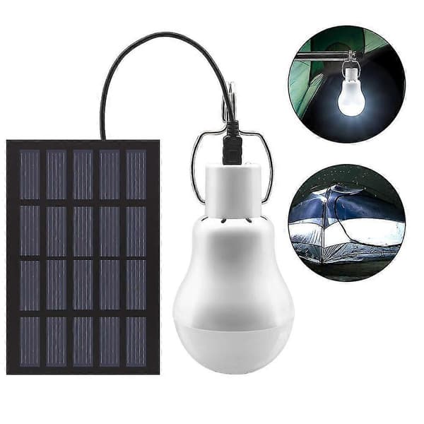 Solcellepanel Drevet Pære Lys Oppladbar Energilampe Camping Vandring Lantern