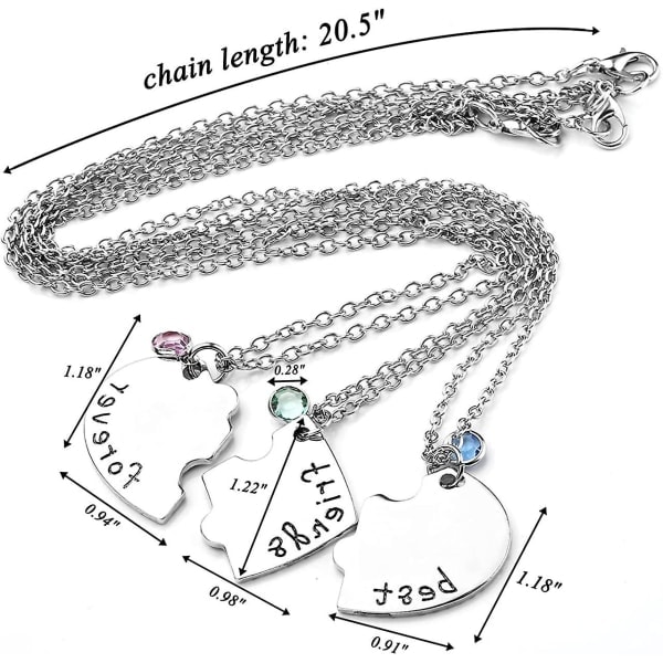 Silver Tone Alloy Rhinestone Best Friends Forever And Ever Bff Halsband Graverad Pussel Vänskap Hänge Halsband Set(set om 3)