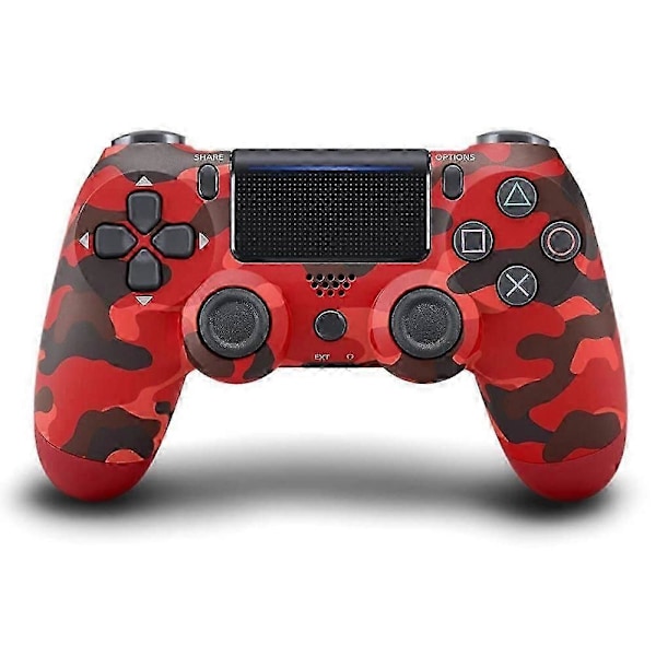 Trådlös PS4-handkontroll Bluetooth Gamepad med Vibration, Ergonomisk Design för PS4-konsol - Ljus Röd Multicolor Camouflage Red
