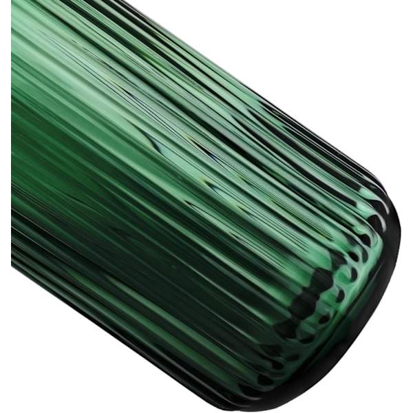 1 STK Premium Tjock Grön Glasvas - Ribbad Glasblomvas för Rustik Heminredning, Dekorativa Vaser för Blommor 26cm