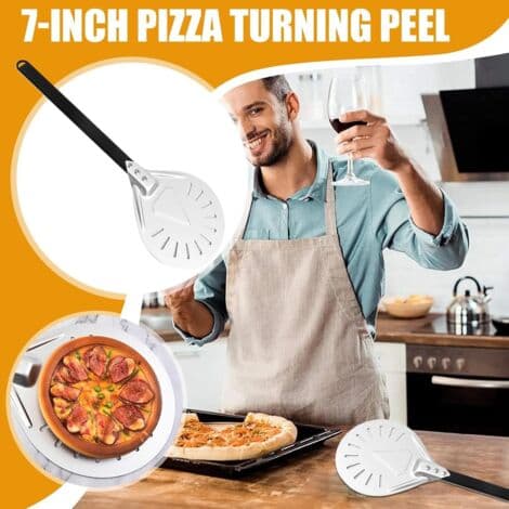 Pizzaspade i metall, pizzaspade, 18 cm pizzaspade i rustfritt stål. Egnet for matlaging, baking, grilling og restauranter.