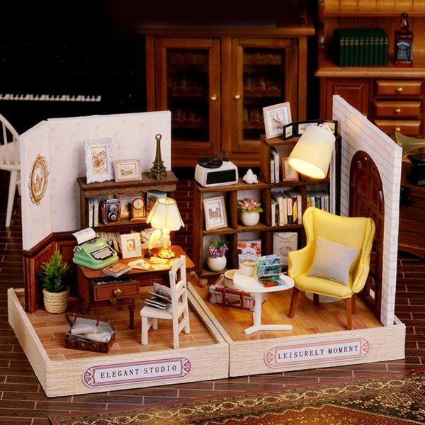DIY Dockhus Miniatyr med Möbler Trä Mini Hus Kits Rum Dekorationer Hantverk Present till Tonåringar Vuxna Kvinnor Män null - 3