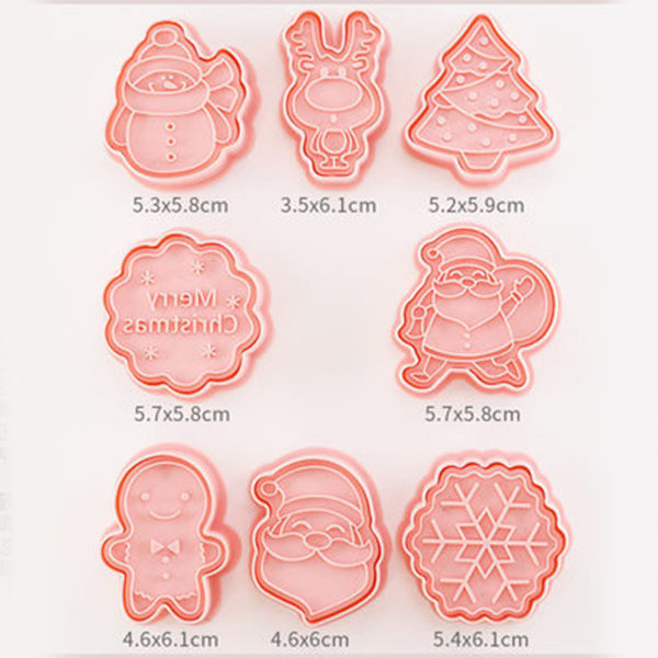 Julgodis DIY Bakverktyg - 8 st Plast Julgodisstämplar - Roliga Kakformar med Julmotiv