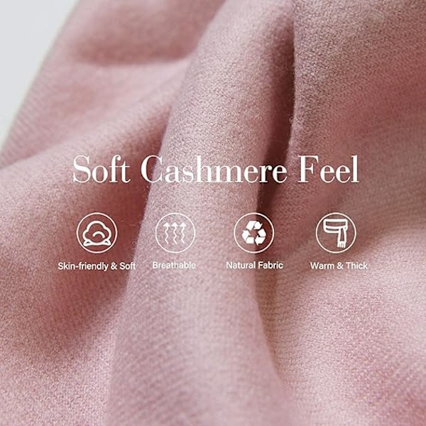 Kvinner Cashmere Sjal Pashmina Sjal Wraps 78\"x28\" Ekstra Stor Cashmere Sjal for Vinter Baby Pink