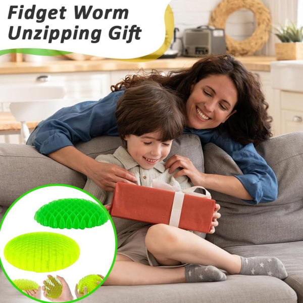 2 stk Stressavlastende Fidget Leke Poppeorm Strekkbare Lekeorm Store Fidget Leke Voksne og Barn Reiseorm Fidget Leke for Barn og Voksne - 12cm