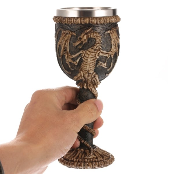 Medeltida Flamd Drake Vinglas, Fantasy Vinglas, Dungeons and Dragons, Rostfritt Stålbägare, Perfekt Gotisk Present till Pappa