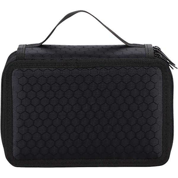 Blyantveske med 72 plasser, stor kapasitet Blyantvesker 4 lag Penneveske Blyantpose Lommeholder med glidelås Fargeblyanter Organizer Blyantinnpakning Black