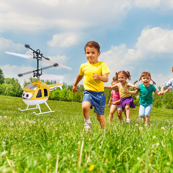 Tegneserie Intelligent Sensing Flygende Leke Fjernkontroll Helikopter Leke Med LED Yellow