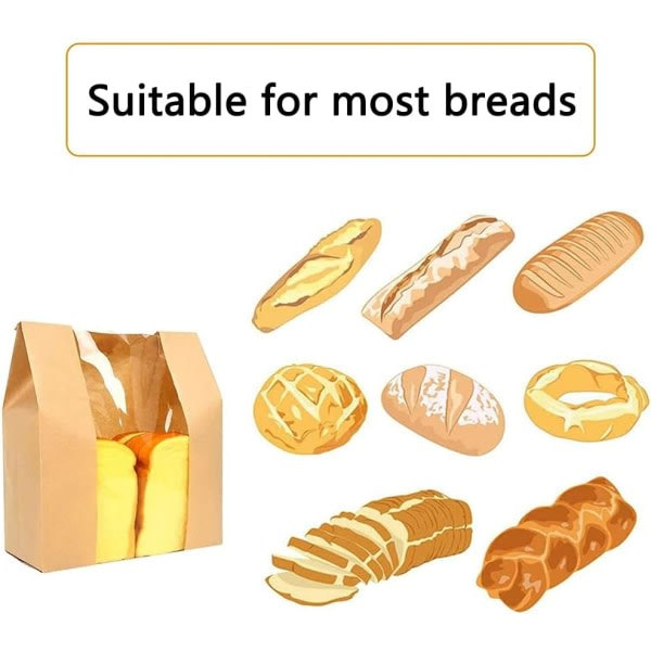 50 st Kraftpapperspåsar för matförpackningar, brödpåse med fönster,