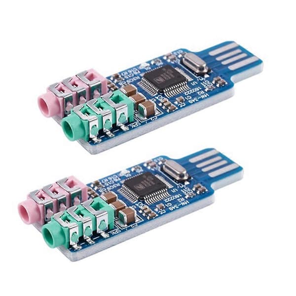 2 st Drivrutinsfritt USB-ljudkort CM108 USB-ljudkortchip Blå
