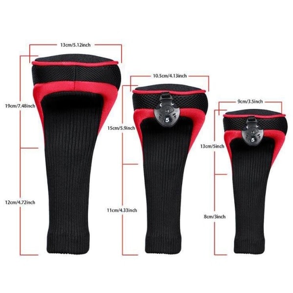 Golfklubbhuvudskydd Ett Set Lång Hals Driver Fairway Woods Huvudskydd red