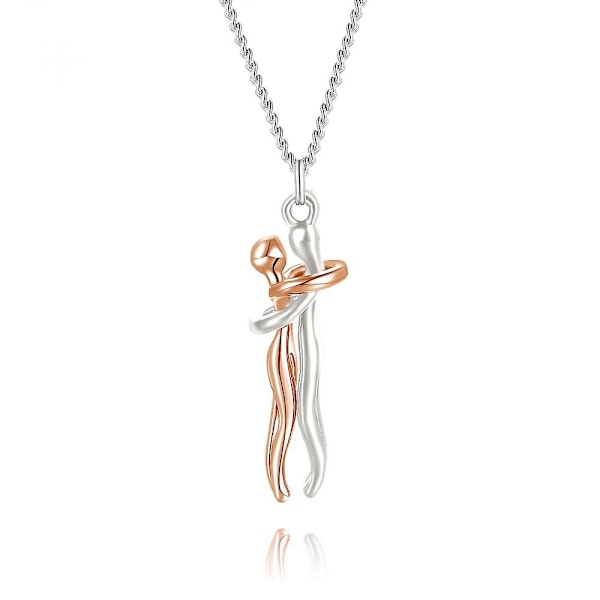 Halauspari-kaulakoru S925 Sterling hopeaa Halaava kaulakoru Rakastettu koru hänelle ja hänelle, rakastajille Ystävänpäivälahja IAX DKE Rose Gold and Silver