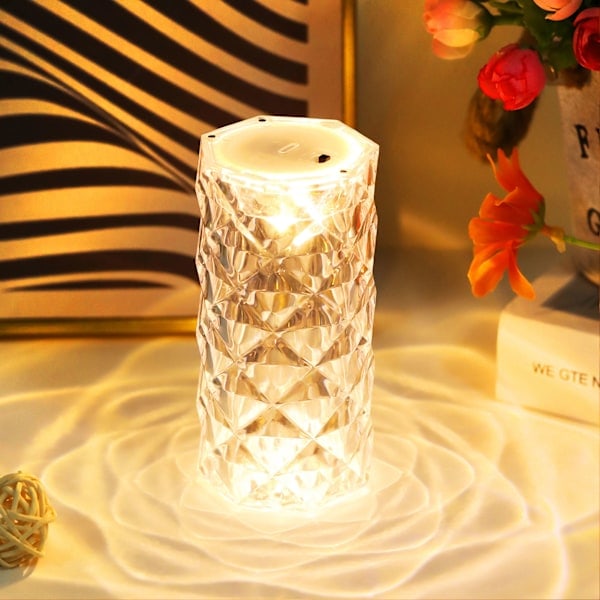 Kristallbordlampa IP54 Vattentät Transparent Mini LED Kristallbordlampa för Sovrum Hem Sängbord Varmvit