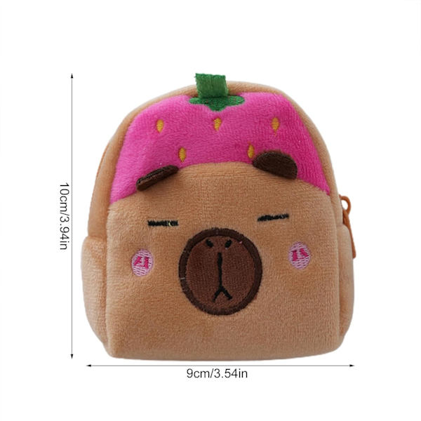Capybara Lommebok Søt Plussj Capibala Veske Bærbar Dyretema Oppbevaringspose for Gutter og Jenter, Hodetelefoner, Snacks, Godteri 9x10x5 Cm Pink