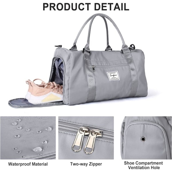 Gymbag for kvinner og menn med skoskap og våtlomme, for Easyjet Airlines kabinveske 45x36x20 under sete reiseveske duffelbag håndveske