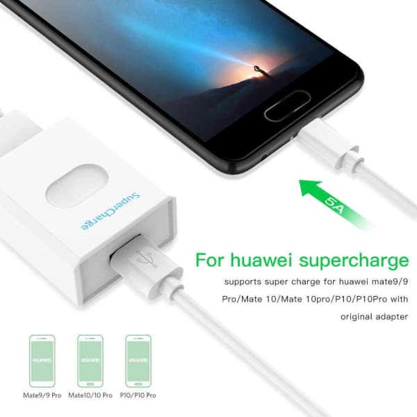 3x 5A USB 3.1 A - USB C SuperCharge 2M Hvid én størrelse
