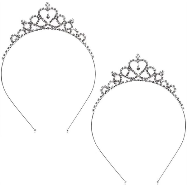 2 st Strass Prinsesskrona Hårband Hårrosetter Hårband Flickor Diadem Party Håraccessoarer Bröllop Håraccessoarer för Brud, Brudtärna, Prinsessa