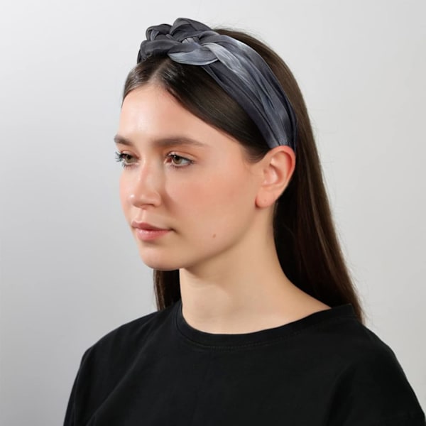 1 stk. Hårbånd Bredt Flettet Hårbånd Stof Hårbånd Elastisk Hår Wrap Twisted Knot Hårbånd Hårtilbehør Grey