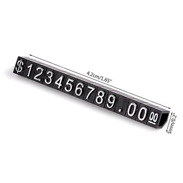Förpackning med 10 st Monteringsprisetiketter Displaykuber Block Siffror Prislappar Black Silver