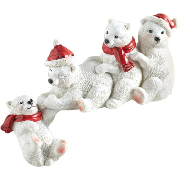Julebordhjørnedekorasjon, Mini Julefigurer Julepynt til Hylle Skrivebord Bord Harpiksstatuer Julegave White