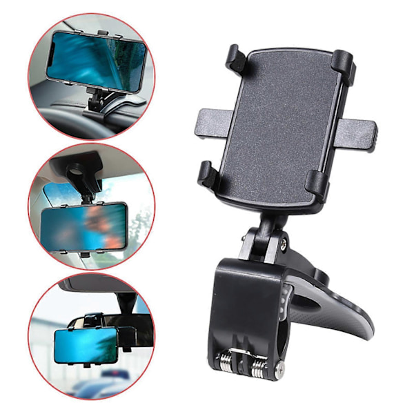 Justerbar Universell Biltelefonholder for Dashbord, Klipsmontering, Stativ, GPS-Skjermholder for Navigasjon