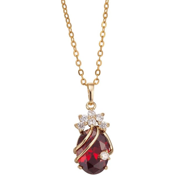 18K Gullbelagt Rhinestone Krystall Rød Krystall Anheng Halskjeder Ideer A