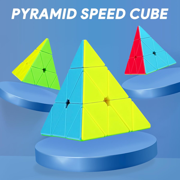 3x3 3x3x3 Pyramid Cube Glat Speed Pyraminx Magic Cube 3D Puslespil Hjernepuslespil Strømpestopning til Børn og Voksne Stickerless