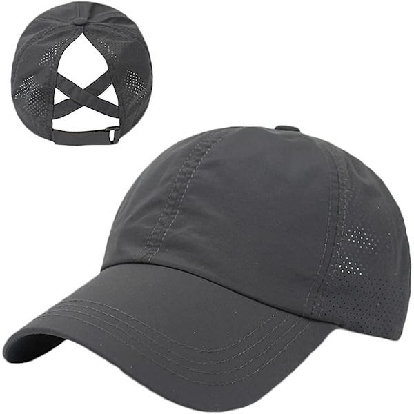 Baseballcaps med kryss-ponytail for kvinner Dark Gray