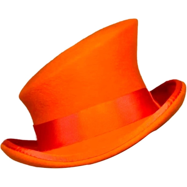 Asymmetrisk Topphatt Ullhatt Dame Herre Unisex Hatt Steam Punk Hatt Topphatt Mote Bånd Dekorativ Hatt Dekk Hode For Menn-yu Orange One Size