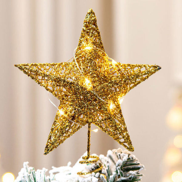 Julgransstjärna, glittrande stjärntoppar i guld