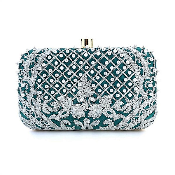 Dame Aften Taske Håndtaske Fest Bryllup Brude Clutch med Aftagelig Kæde B