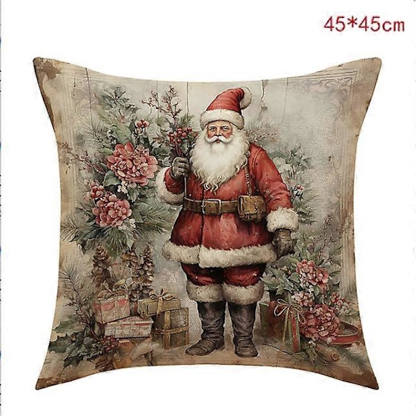 45 cm Jul Kuddfodral Jultomte Snögubbe Julgran Kuddfodral God Jul Dekor För Hemmet 2024 Noel Dekor B