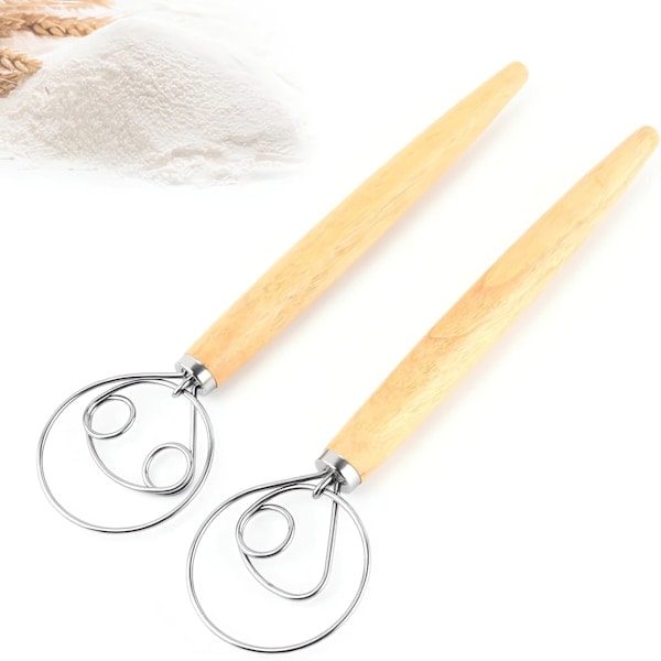 2-pack professionella degvispar, dansk visp, bröddegvisp, äggvisp, för att baka bröd, bakverk, dessert