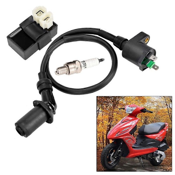 Tändspole CDI med tändstift för GY6 50cc 125cc 150cc Moped Scooter