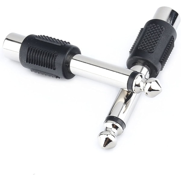 5 kpl 6,35 mm:n uros Mono Jack -liitin RCA Naaras Phono -liittimeen Kullattu Audioadapteri
