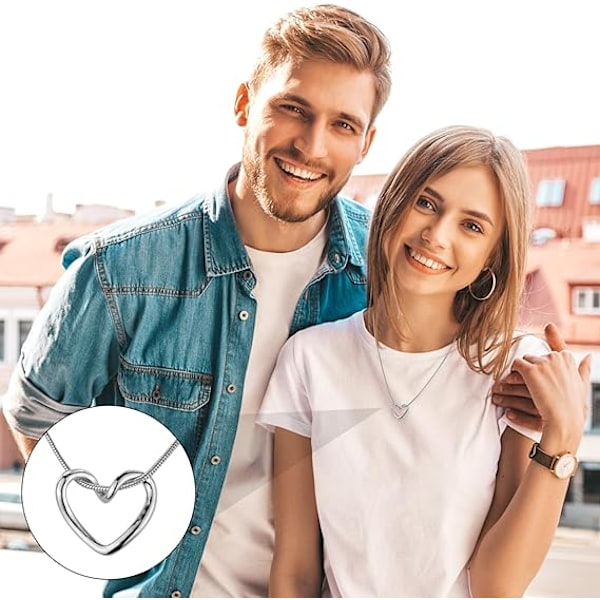 Halsband med kärlekshjärtanhänge, minimalistiskt hjärtanhänge ihåligt hjärtchokerhalsband silverberlock smycken födelsedagspresent till flicka