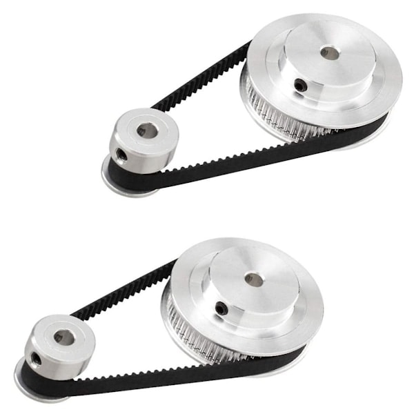 2-set 2GT Synkront Hjul 20 60 Tänder Borrning Aluminium Timing Pulley GT2 Timing Pulley System