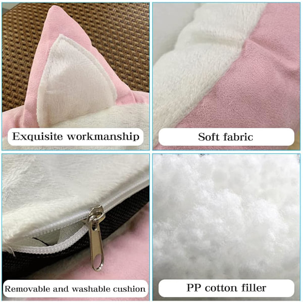 Katteseng Katteberoligende Senger Kattesoveseng med Kattepompom Leke Avtakbar Vaskbar Fluffy Kattesenger for Innendørs Katter - Rosa