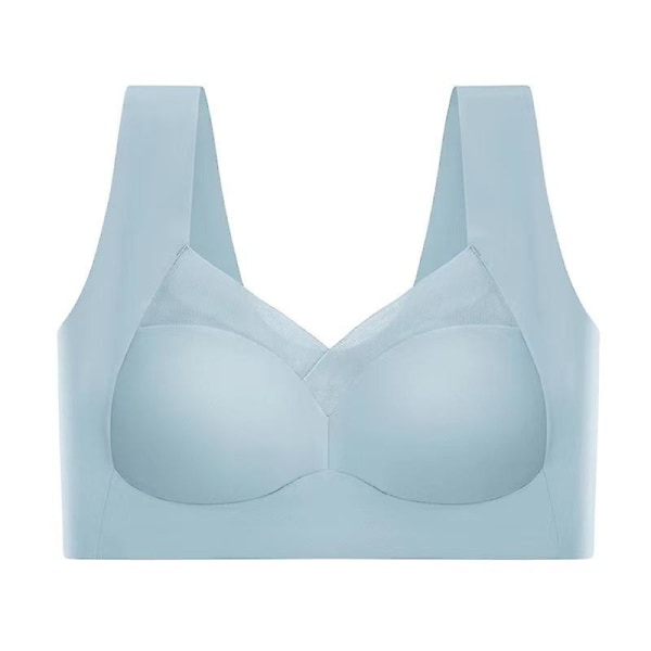 Sømløs Is Silke Tynd Smuk Ryg Indpakket Bryst Trådløs Sports Bandeau BH Light blue XL