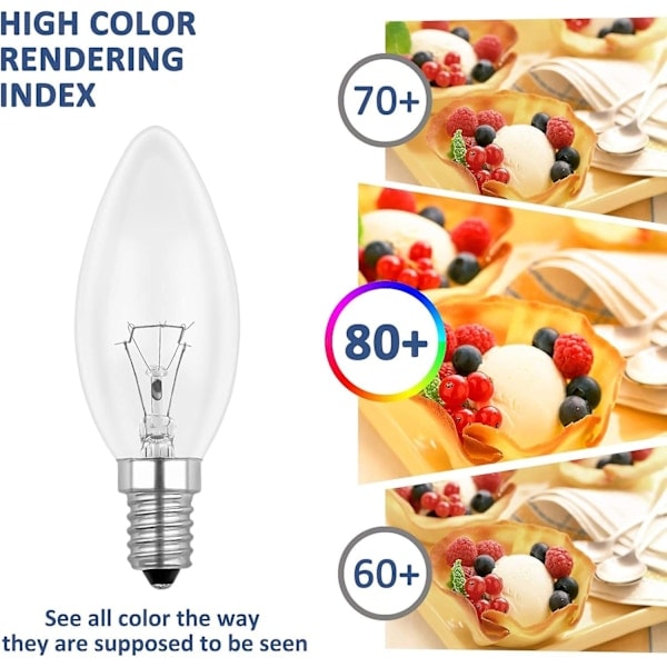 E14 40W Klar Glødepære, Dæmpbar Glødepære, Varmt Hvidt 2700k, 400lm, Flamme Glødepære, E14 Edison Skrue Glødepærer, Pakke med 6 - Perfekt