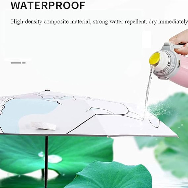 Barnens hopfällbara paraply Automatisk paraply med katt-teckning Stark vindtät